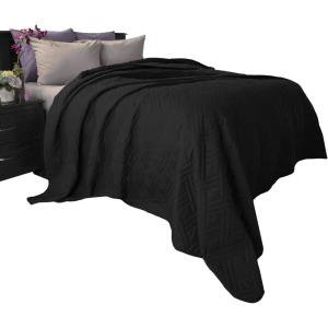 Lavish Home Black Quilt Coverlet- for King Size Beds-Basket Weave Quilted Pattern-Soft & Lightweight Bedding for All Seasons- Solid Color Bedspread