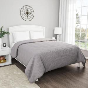 Lavish Home Gray Quilt Coverlet- for King Size Beds-Basket Weave Quilted Pattern-Soft & Lightweight Bedding for All Seasons- Solid Color Bedspread
