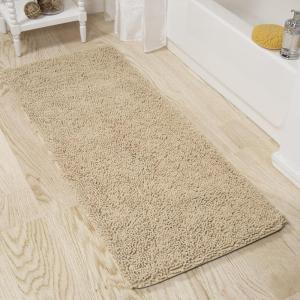 Lavish Home Memory Foam Shag Bath Mat 2-feet by 5-feet – Ivory