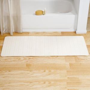 Lavish Home Oversized Bathroom Rug – Extra-Long Memory Foam Bath Mat with Nonslip Backing – Absorbent Runner for The Shower, Tub, or Sink (White)