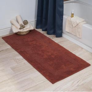 Lavish Home Reversible Long Bath Mat – 60×24-Inch Plush Cotton Bathroom Runner – Machine Washable Bath Mats for Bathroom, Kitchen, or Laundry Room (Blue)(Brick)