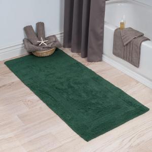 Lavish Home Reversible Long Bath Mat – 60×24-Inch Plush Cotton Bathroom Runner – Machine Washable Bath Mats for Bathroom, Kitchen, or Laundry Room (Blue)(Green)