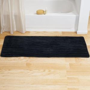 Microfiber Memory Foam Bathmat ? Oversized Padded Nonslip Accent Rug for Bathroom, Kitchen, Laundry Room, Wave Pattern by Lavish Home (Chocolate)(Black)