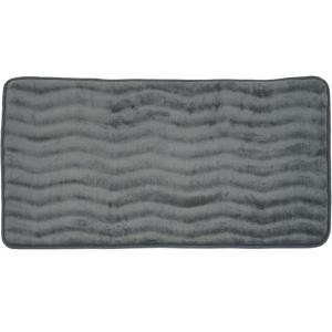 Microfiber Memory Foam Bathmat ? Oversized Padded Nonslip Accent Rug for Bathroom, Kitchen, Laundry Room, Wave Pattern by Lavish Home (Chocolate)(Platinum)