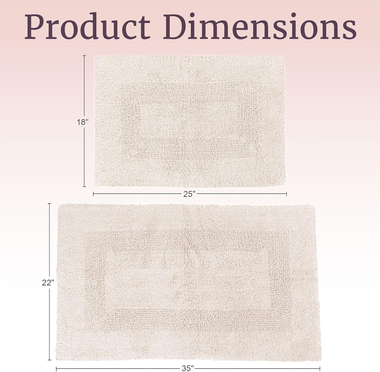 imageBathroom Rugs 2Piece Cotton Bathroom Mat Set Machine Washable Bath Mats for Washroom Kitchen or Laundry Room by Lavish Home Ivory