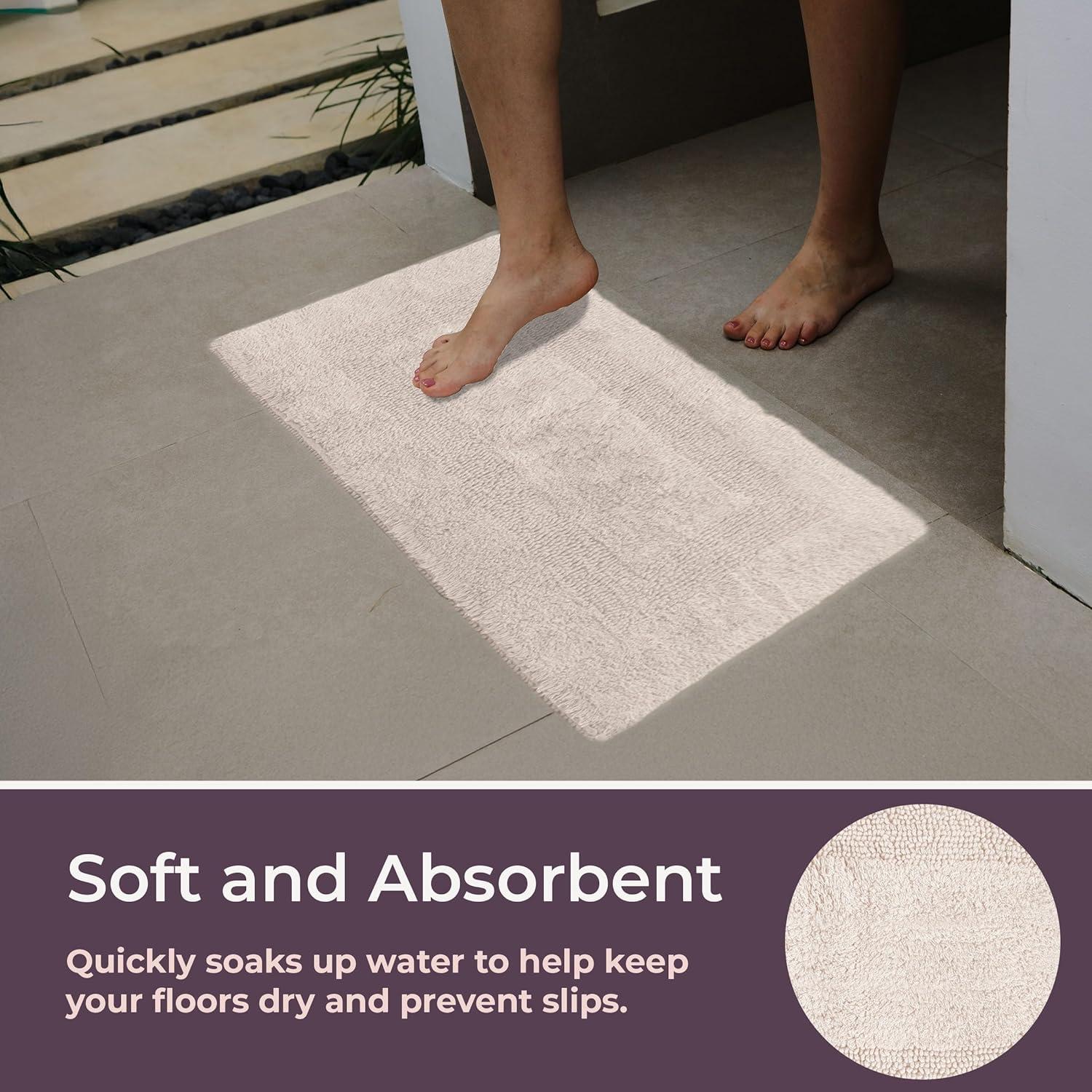 imageBathroom Rugs 2Piece Cotton Bathroom Mat Set Machine Washable Bath Mats for Washroom Kitchen or Laundry Room by Lavish Home Ivory