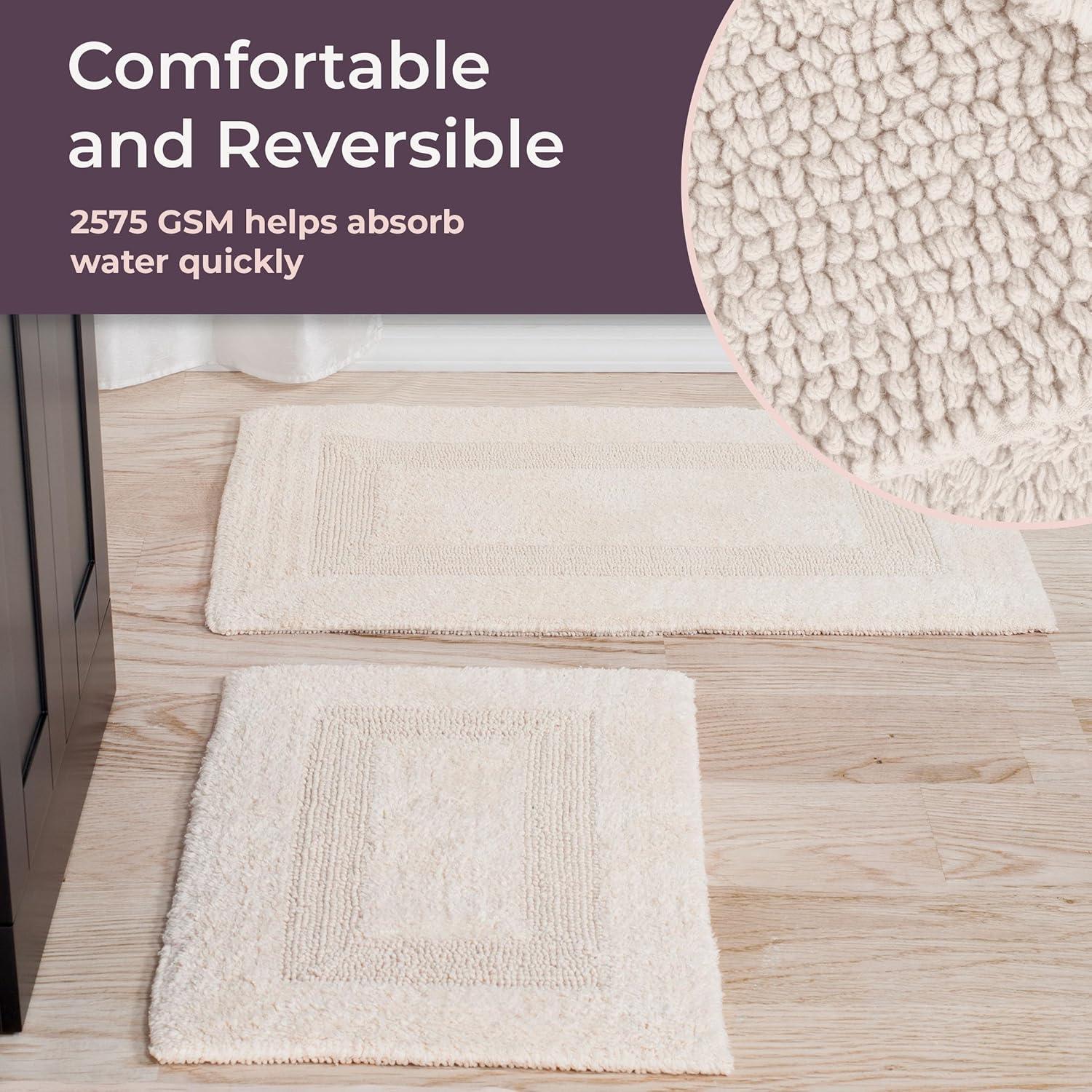 imageBathroom Rugs 2Piece Cotton Bathroom Mat Set Machine Washable Bath Mats for Washroom Kitchen or Laundry Room by Lavish Home Ivory