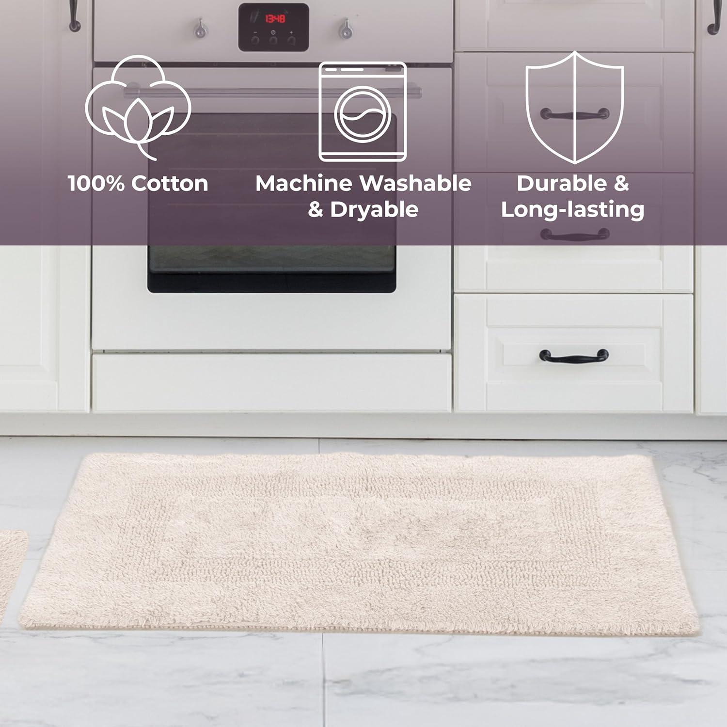 imageBathroom Rugs 2Piece Cotton Bathroom Mat Set Machine Washable Bath Mats for Washroom Kitchen or Laundry Room by Lavish Home Ivory