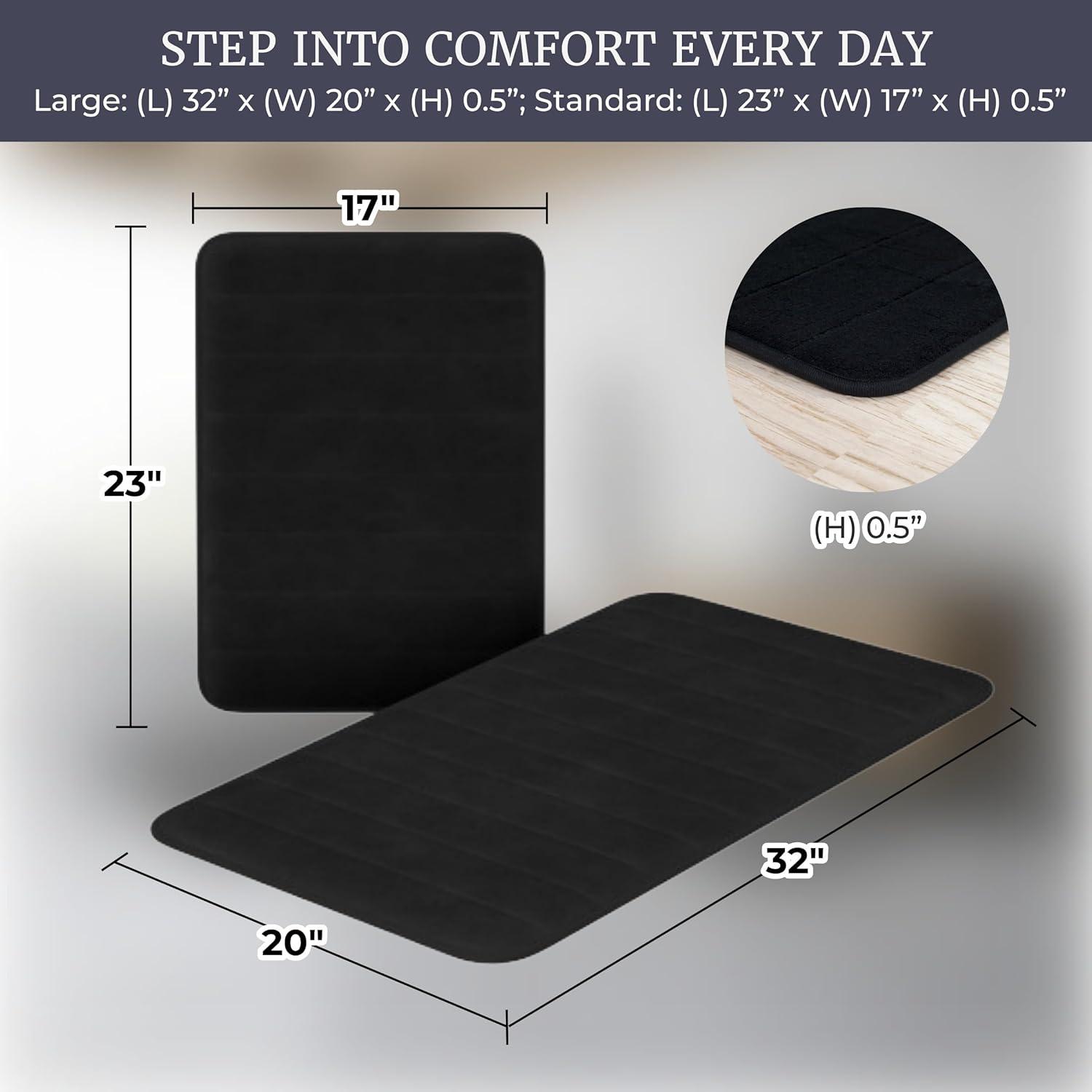 imageBathroom Rugs 2Piece Memory Foam Bath Mats with Microfiber Top NonSlip Absorbent Rugs for Shower Laundry or Kitchen by Lavish Home Black