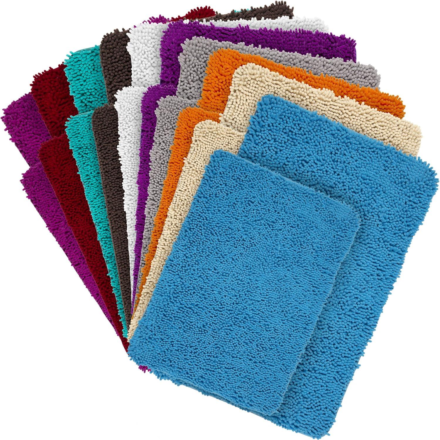 imageBathroom Rugs 2Piece Memory Foam Bathroom Set with Chenille Shag Top and NonSlip Base Machine Washable Bath Rugs by Lavish Home Burgundy