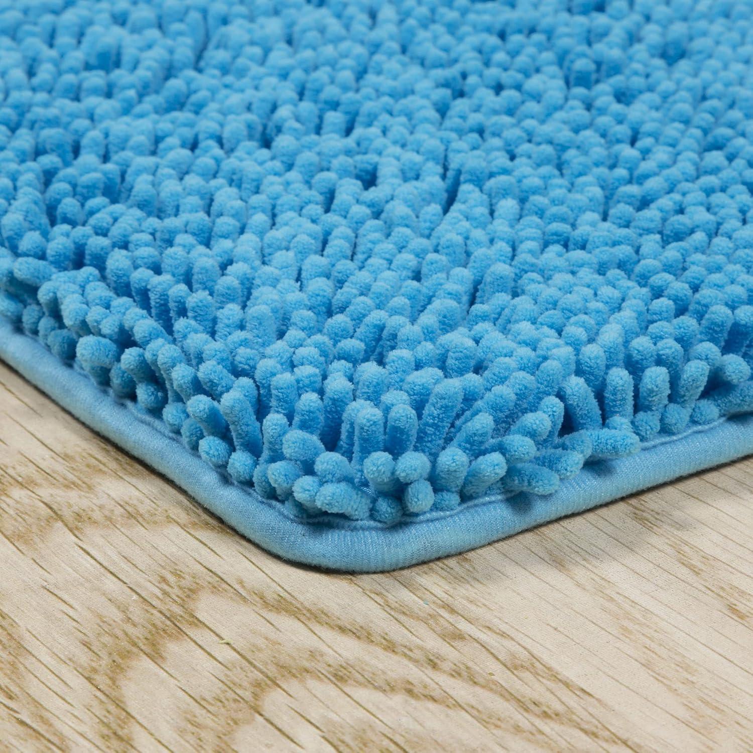 imageLavish Home 2 Piece Memory Foam Shag Bath Mat Blue