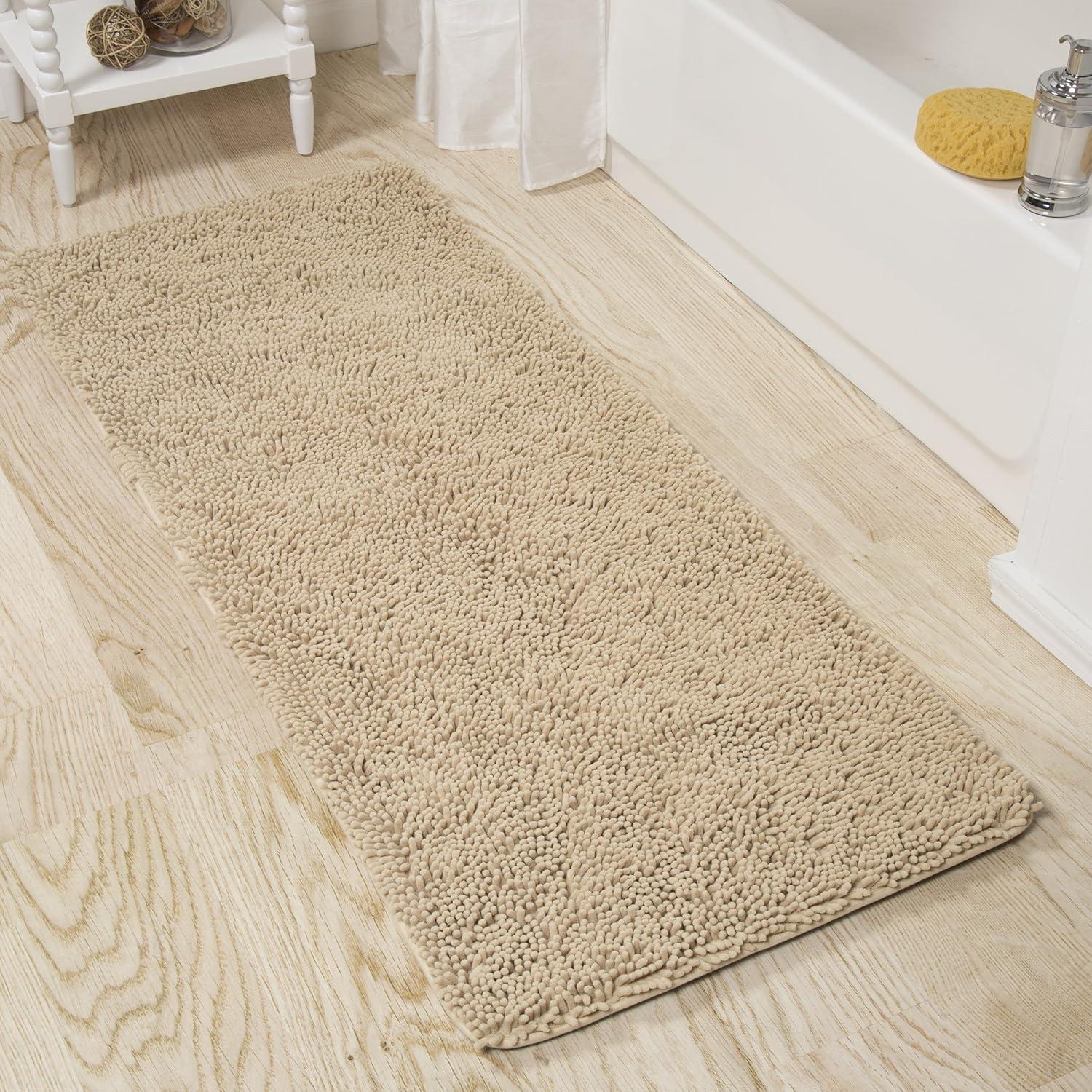 imageLavish Home Memory Foam Shag Bath Mat 24x58 Ivory