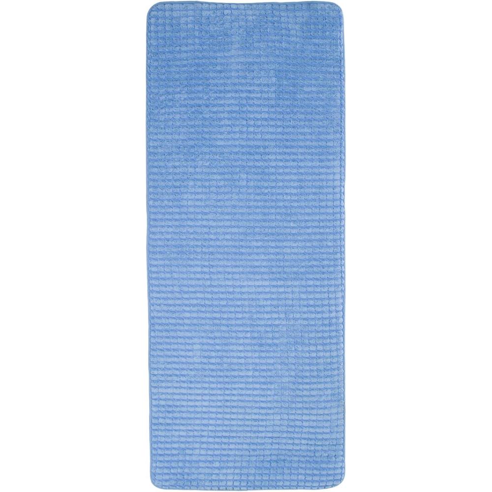 image24quotx59quot Memory Foam Extra Long Bath Mat by Lavish Home Woven Jacquard Fleece BlueBlue