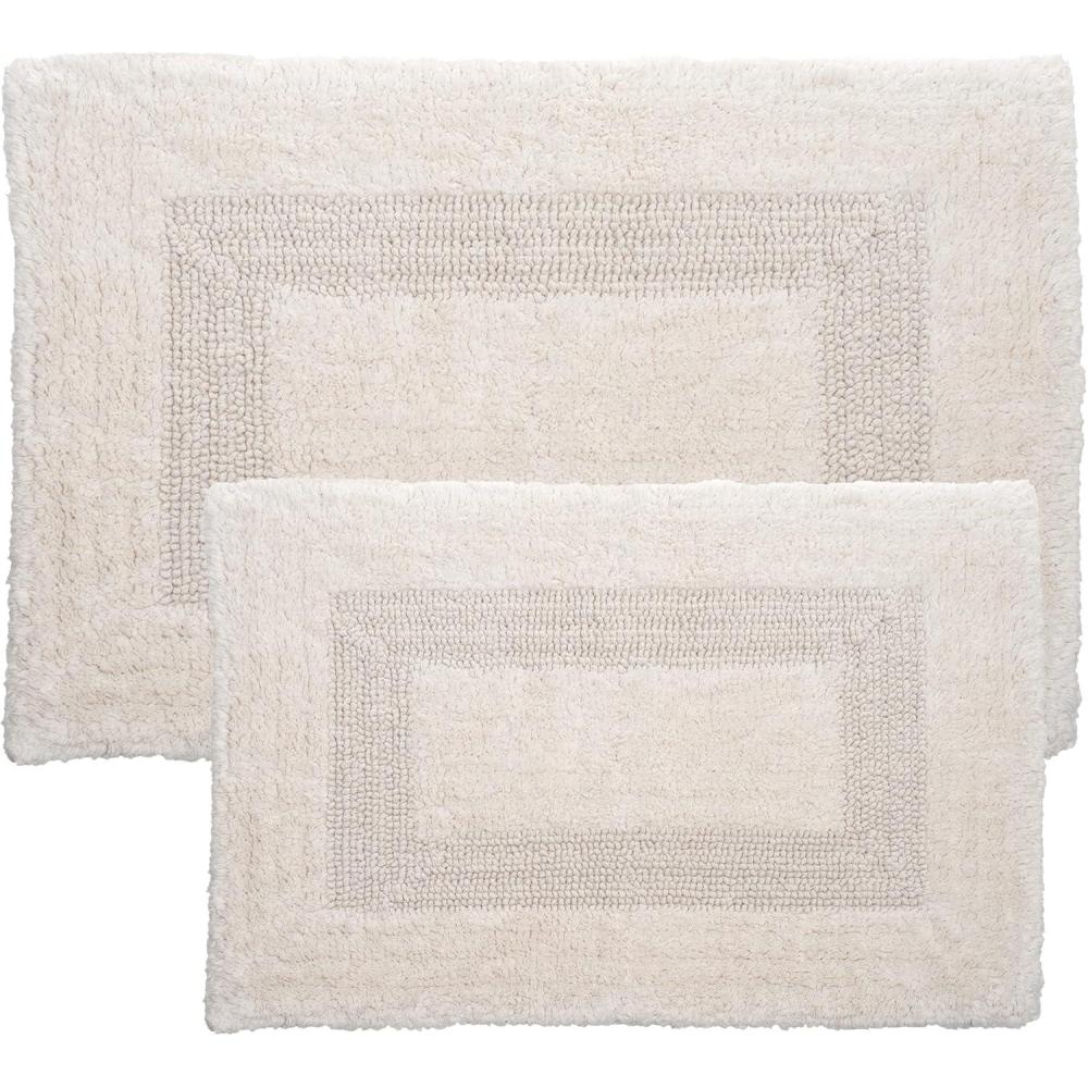imageBathroom Rugs  2Piece Cotton Bathroom Mat Set  Machine Washable Bath Mats for Washroom Kitchen or Laundry Room by Lavish Home Ivory