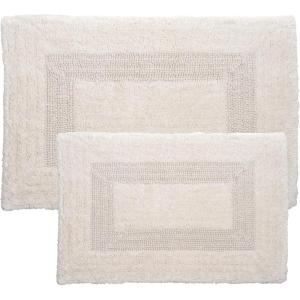 Bathroom Rugs – 2-Piece Cotton Bathroom Mat Set – Machine Washable Bath Mats for Washroom, Kitchen, or Laundry Room by Lavish Home (Ivory)