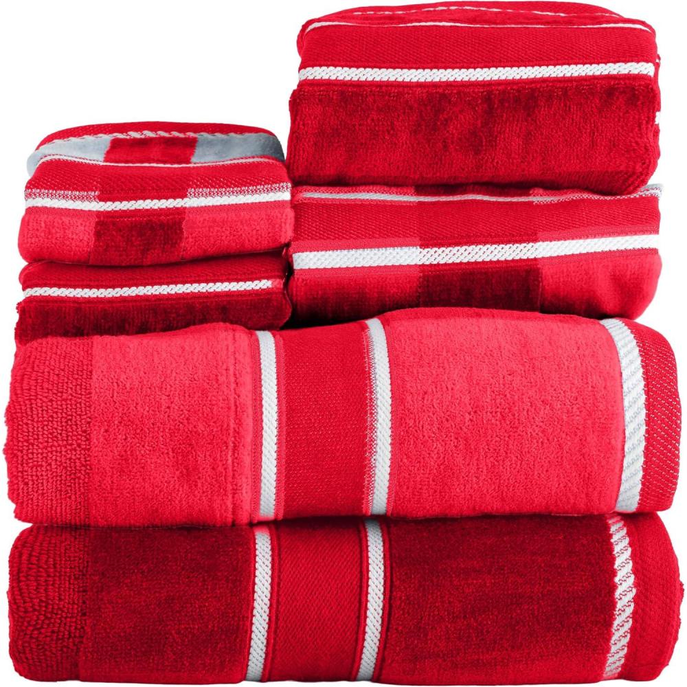 imageLavish Home 6 Piece Bathroom Towels Set 525 GSM 100 Cotton Bathroom Accessories 2 Bath Sheets 2 Hand Cloths and 2 Wash Cloths Soft Towel Set for Shower Gym Dorm and Spa BeigeRed