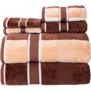 Lavish Home 6 Piece Bathroom Towels Set – 525 GSM 100% Cotton Bathroom Accessories – 2 Bath Sheets, 2 Hand Cloths , and 2 Wash Cloths – Soft Towel Set for Shower, Gym, Dorm, and Spa (Beige)(Beige)
