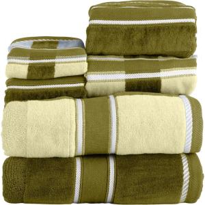 Lavish Home 6 Piece Bathroom Towels Set – 525 GSM 100% Cotton Bathroom Accessories – 2 Bath Sheets, 2 Hand Cloths , and 2 Wash Cloths – Soft Towel Set for Shower, Gym, Dorm, and Spa (Beige)(Green)