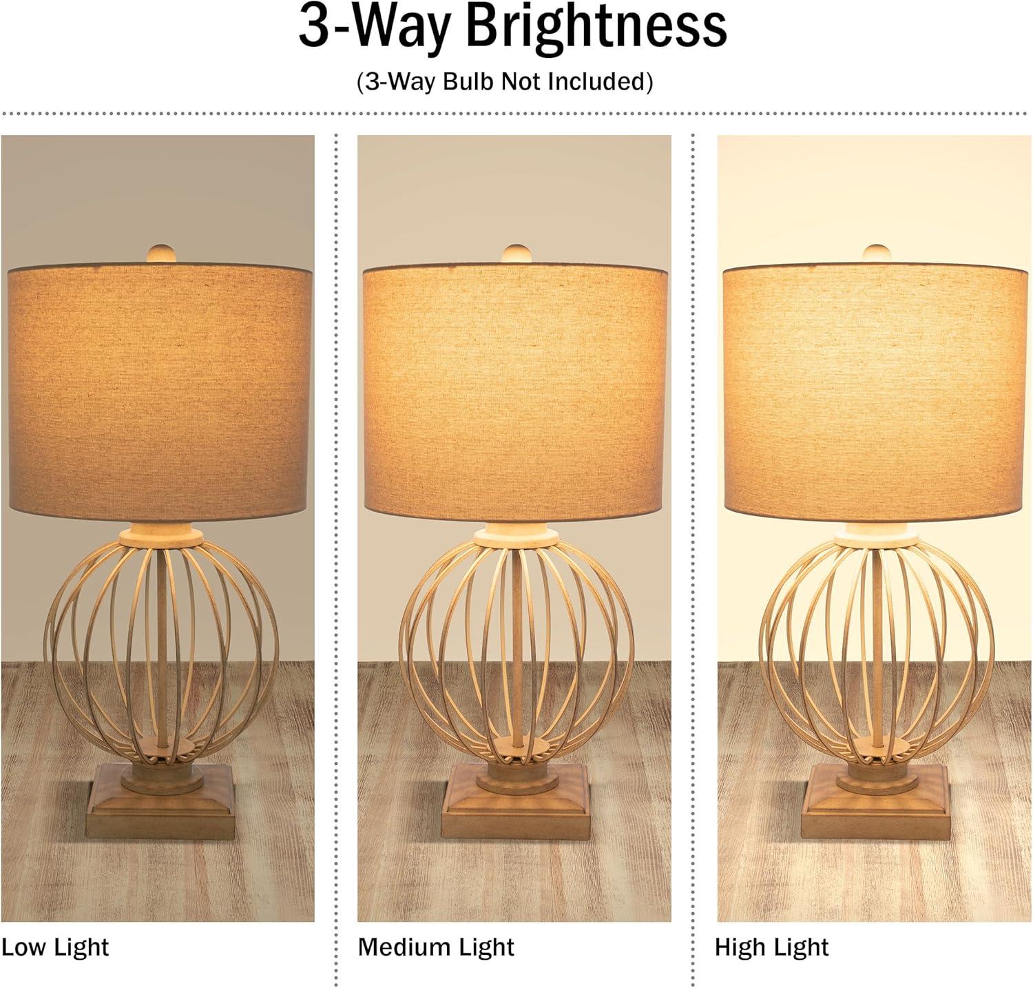 imageLavish Home Set of 2 Table Lamps Modern Lamps with USB Charging Ports and LED Bulbs for Living Room Office or Bedroom Decor Sand