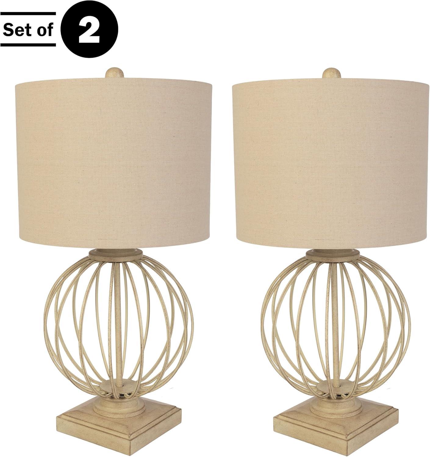 imageLavish Home Set of 2 Table Lamps Modern Lamps with USB Charging Ports and LED Bulbs for Living Room Office or Bedroom Decor Sand