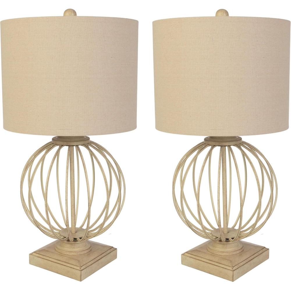imageLavish Home Set of 2 Table Lamps Modern Lamps with USB Charging Ports and LED Bulbs for Living Room Office or Bedroom Decor Sand