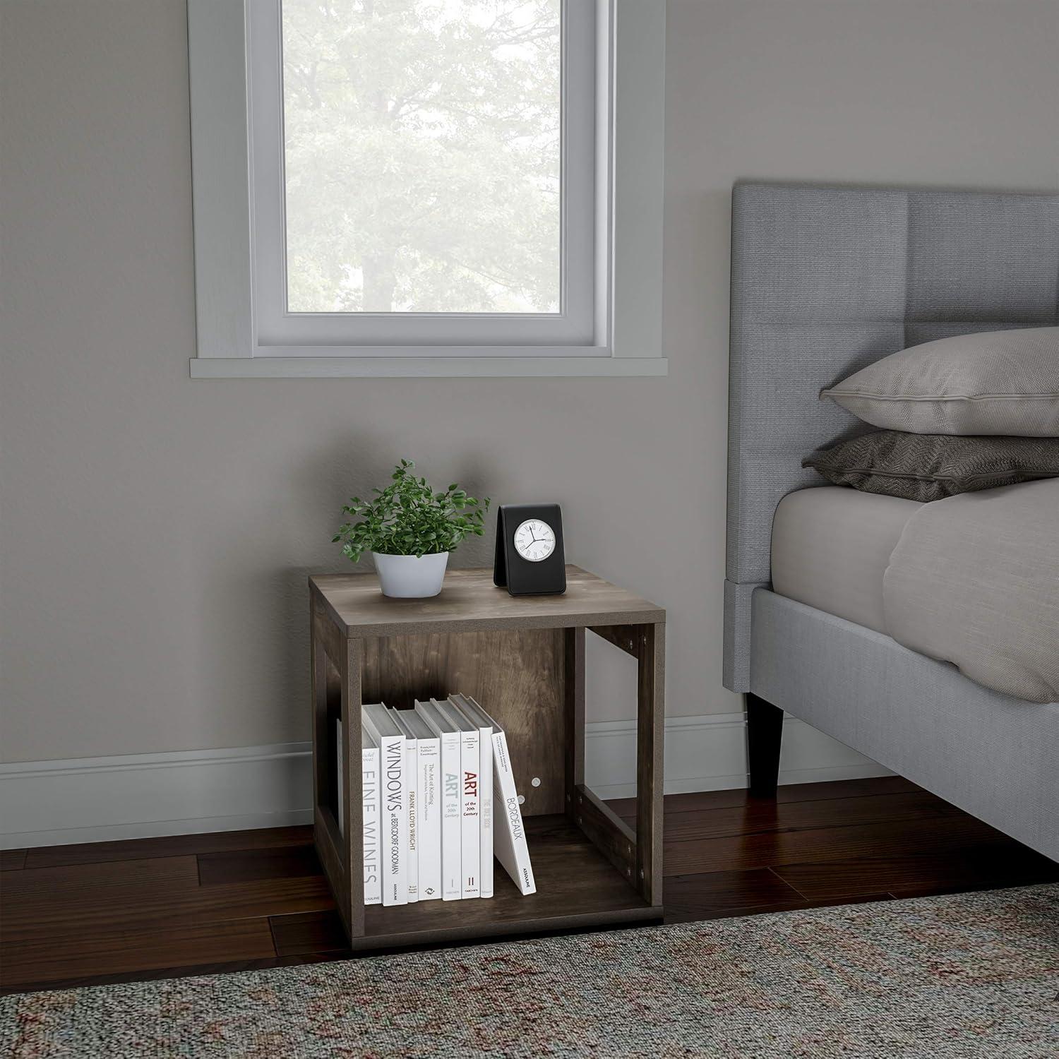 imageLavish Home Stackable Cube End Table Contemporary Minimalist Modular Accent Piece with Open Sides for Bedroom Living Room or Office GrayGrey