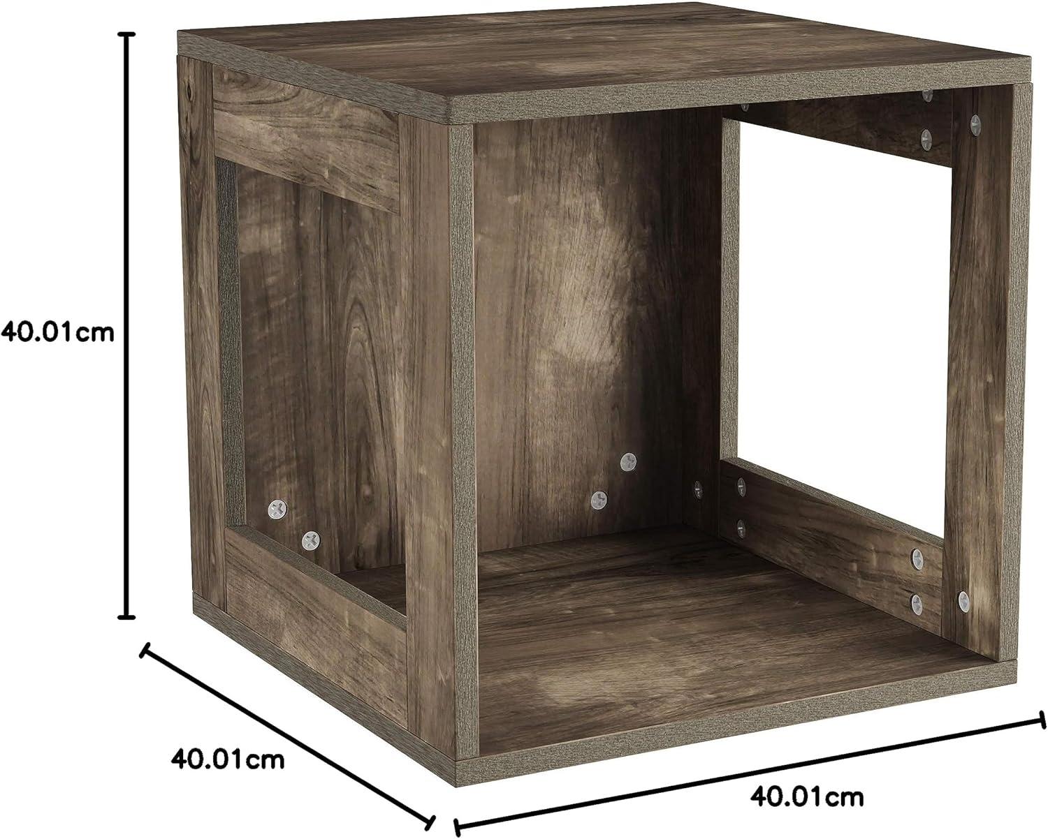 imageLavish Home Stackable Cube End Table Contemporary Minimalist Modular Accent Piece with Open Sides for Bedroom Living Room or Office GrayGrey
