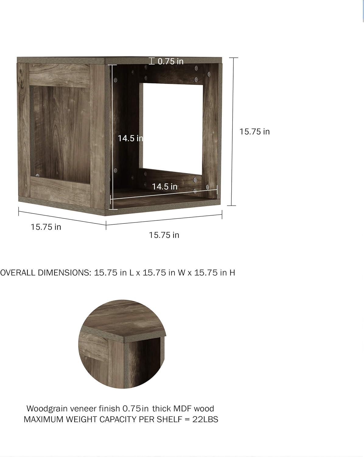 imageLavish Home Stackable Cube End Table Contemporary Minimalist Modular Accent Piece with Open Sides for Bedroom Living Room or Office GrayGrey