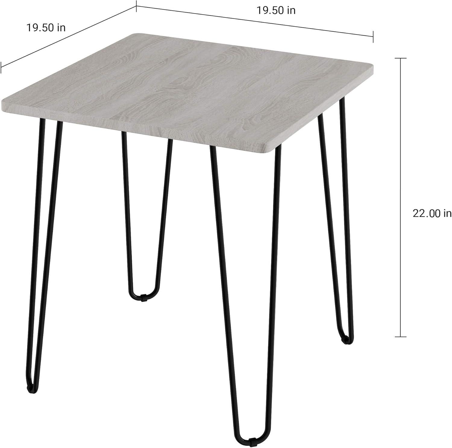 imageModern End Table with Hairpin Legs IndustrialStyle Woodgrain Finish and Steel Accent Furniture for Living Room Bedroom or Office by Lavish HomeIndustrial