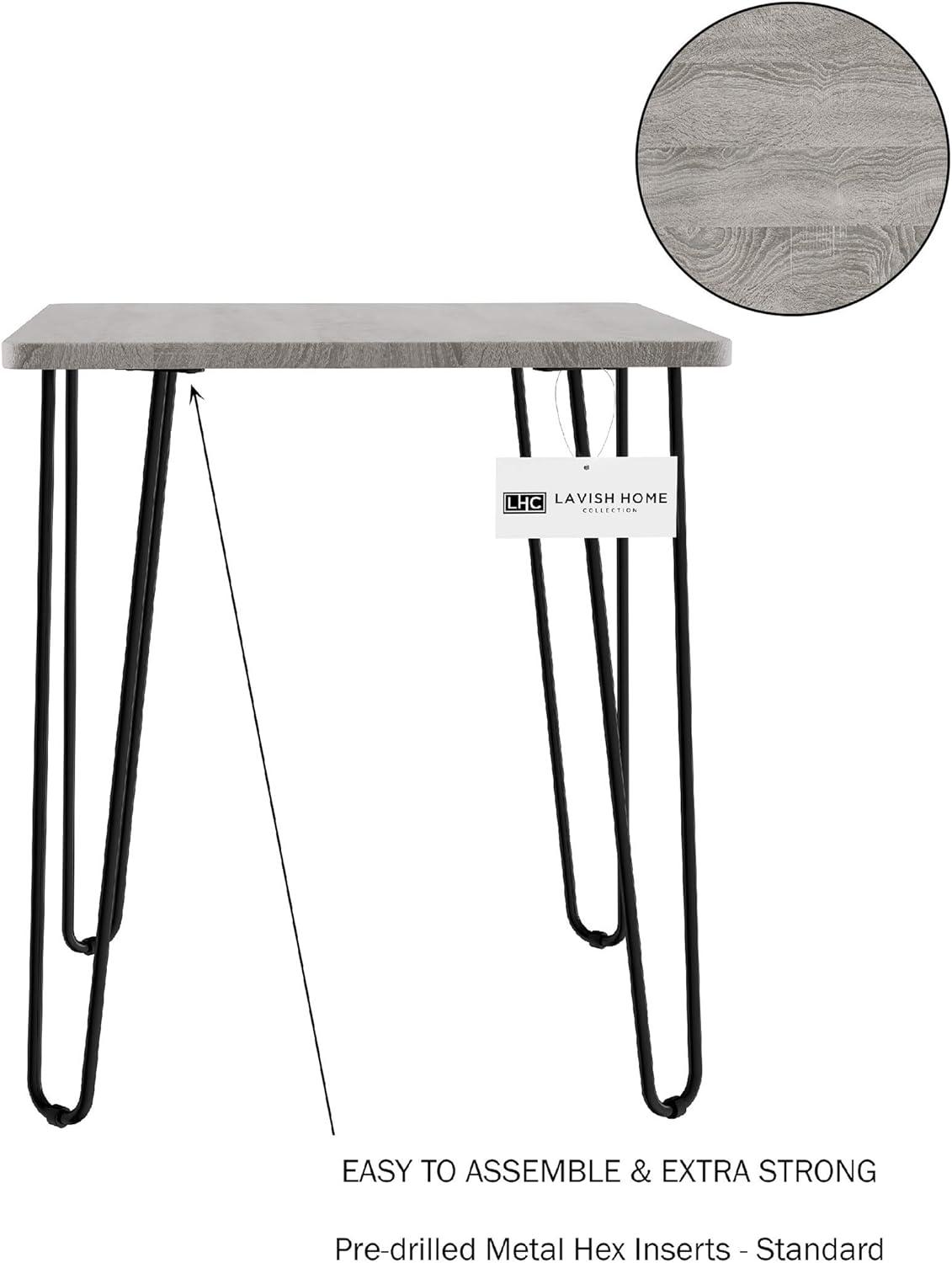 imageModern End Table with Hairpin Legs IndustrialStyle Woodgrain Finish and Steel Accent Furniture for Living Room Bedroom or Office by Lavish HomeIndustrial