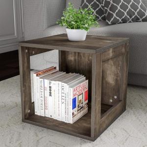 Lavish Home Stackable Cube End Table – Contemporary Minimalist Modular Accent Piece with Open Sides for Bedroom, Living Room, or Office (Gray)(Grey)