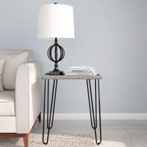 Modern End Table with Hairpin Legs – Industrial-Style, Woodgrain Finish, and Steel Accent Furniture for Living Room, Bedroom, or Office by Lavish Home(Industrial)