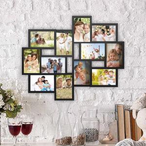 12-Photo Picture Frame Collage – Multi-Picture Wall-Mounted Display Gallery with 12 Openings for 4×6-Inch Photos or Pictures by Lavish Home (Black)