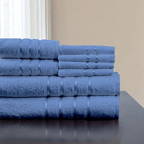 imageLavish Home 8 Piece 100 Cotton Plush Bath Towel Set Blue275x 5725x025