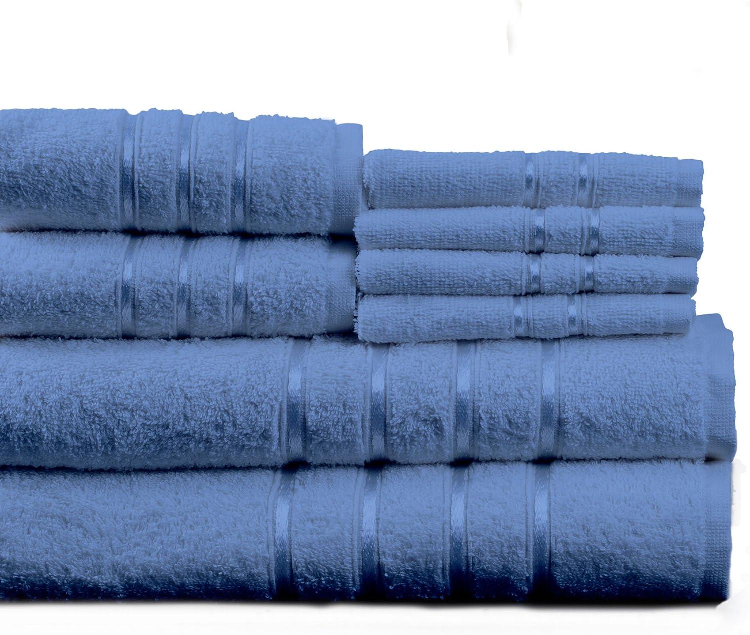 imageLavish Home 8 Piece 100 Cotton Plush Bath Towel Set Blue275x 5725x025