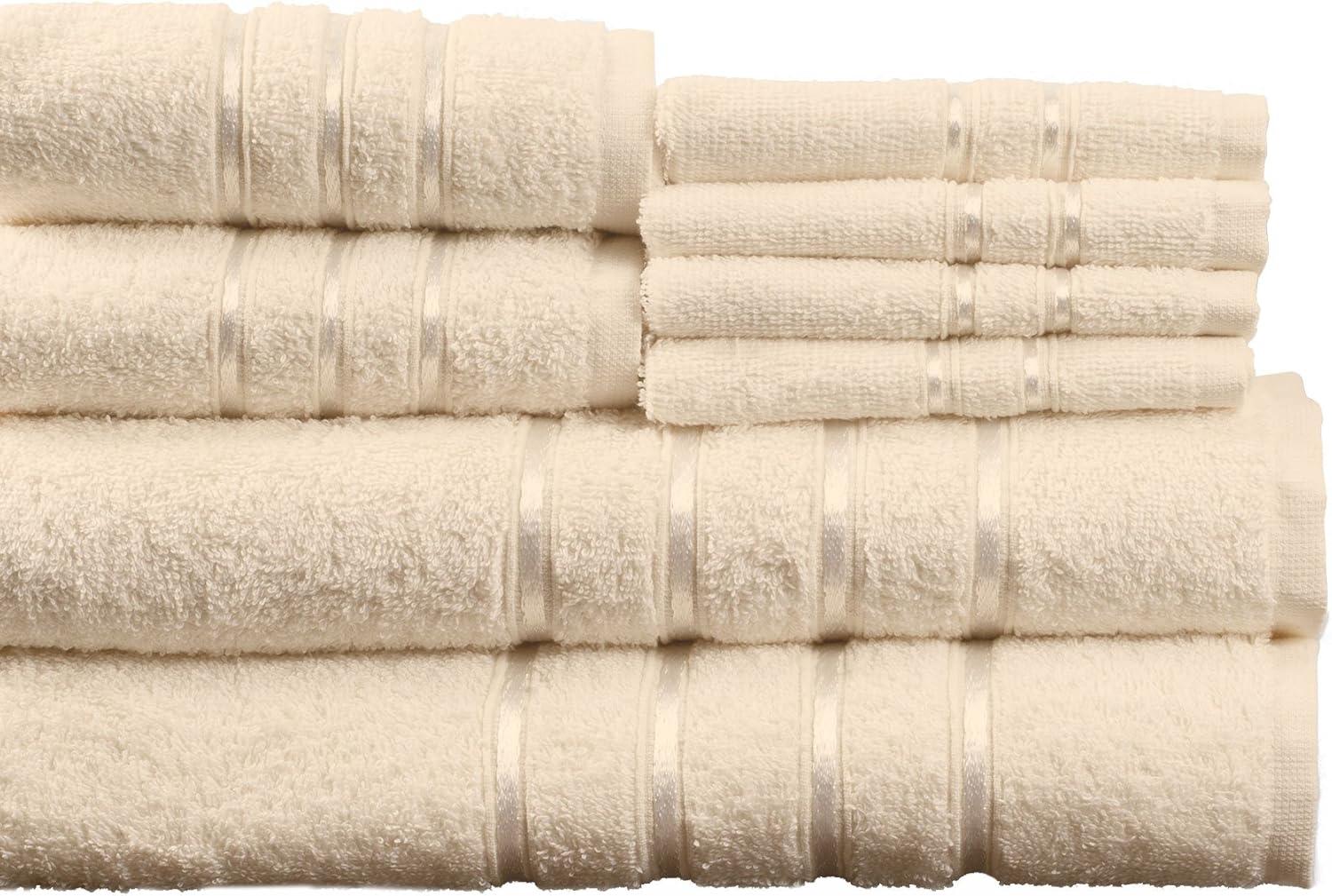 imageLavish Home Plush Bathroom Towels 8Piece 100 Cotton Set with 4 Washcloths 2 Hand Cloths and 2 Bath Towels for Home 12 x 1175 inches Beige