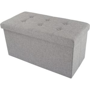 Lavish Home Storage Ottoman ‘ Folding Foot Rest Toy Chest or Shoe Bench Organizer with Removable Bin(Light Gray)