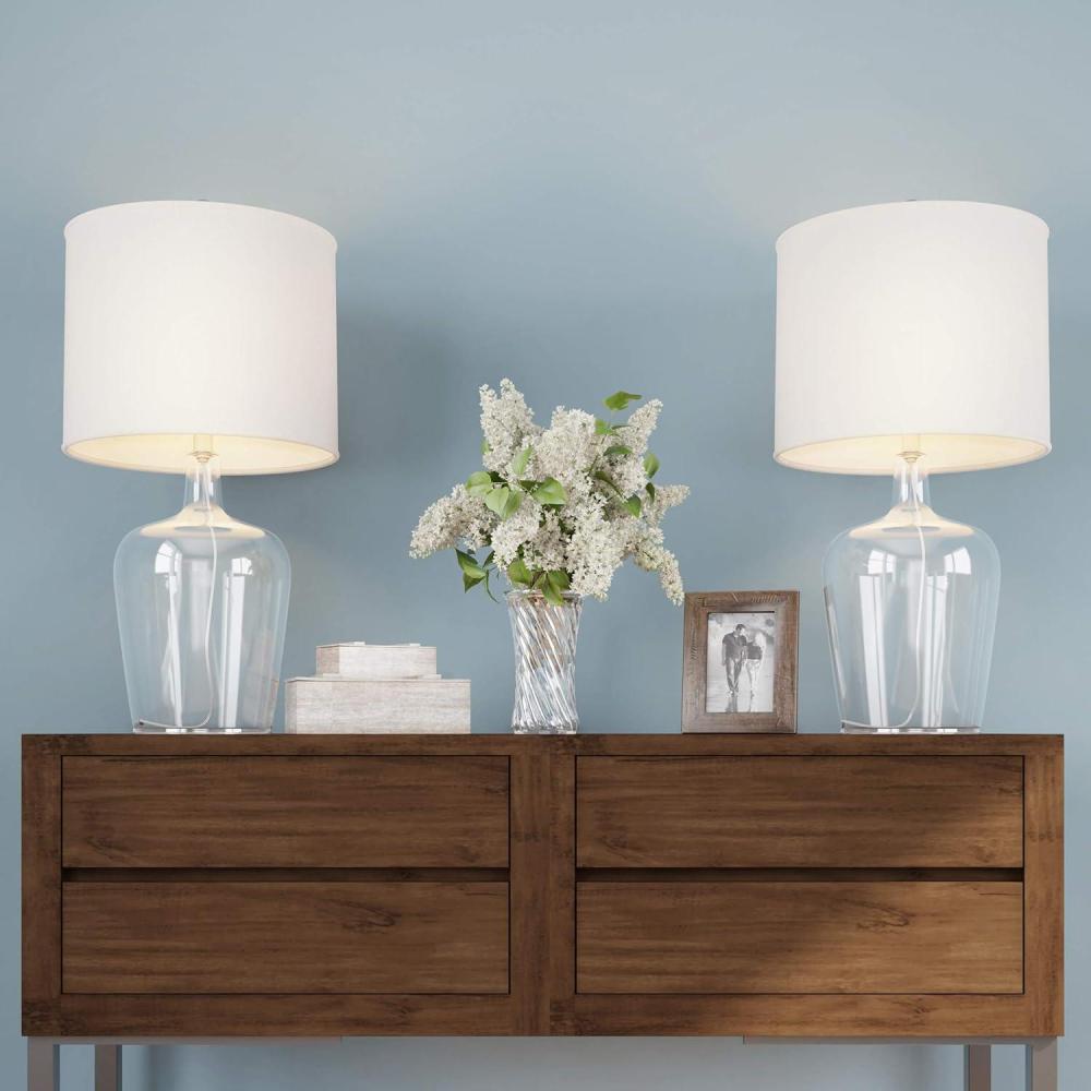 imageTable Lamps Set of 2 Cloche Style Glass Modern Farmhouse Lighting for Living Room Bedroom or Office Energy Efficient LED by Lavish Home
