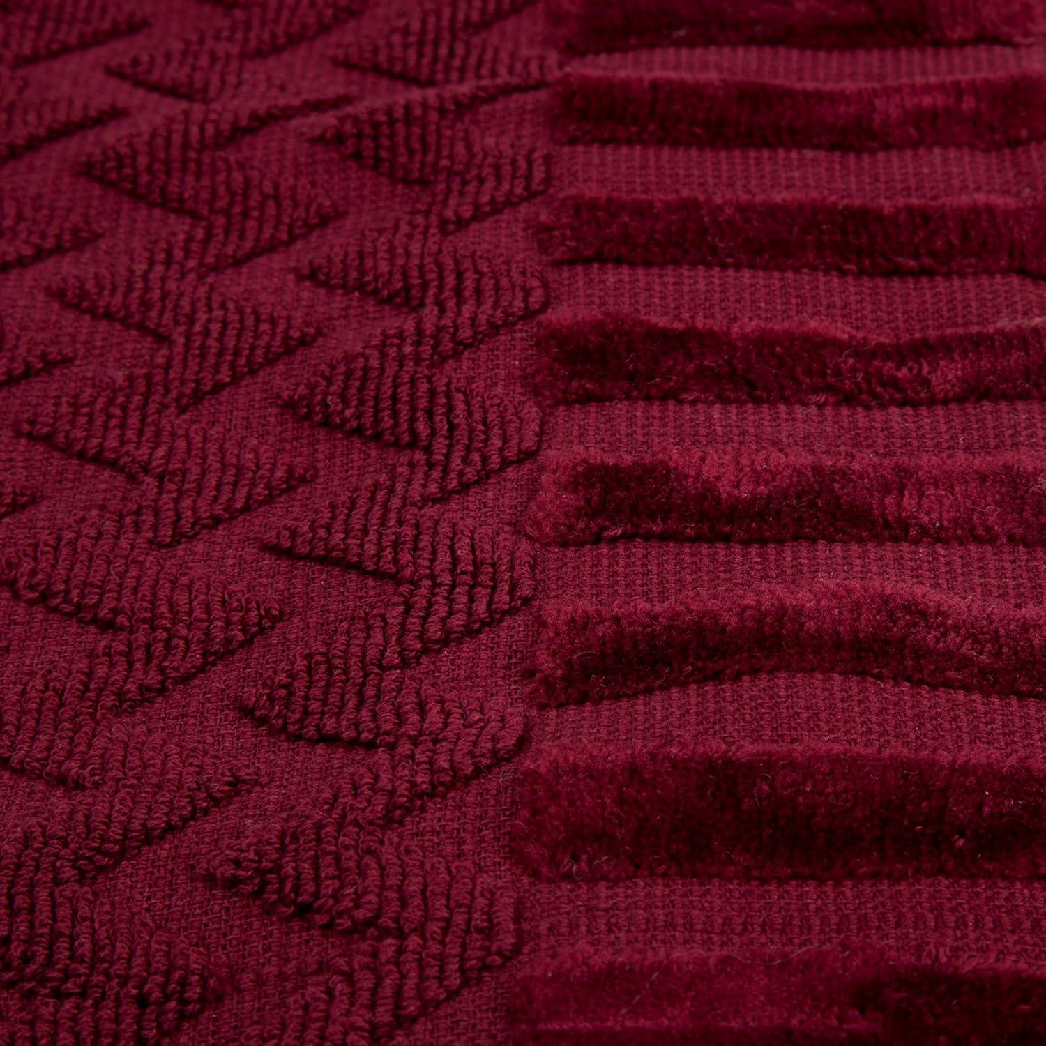 imageLavish Home 6Piece Cotton Deluxe Plush Bath Towel Set Chevron Pattern Plush Sculpted Spa Luxury Decorative Body Hand and Face Towels Burgundy 27x54x025