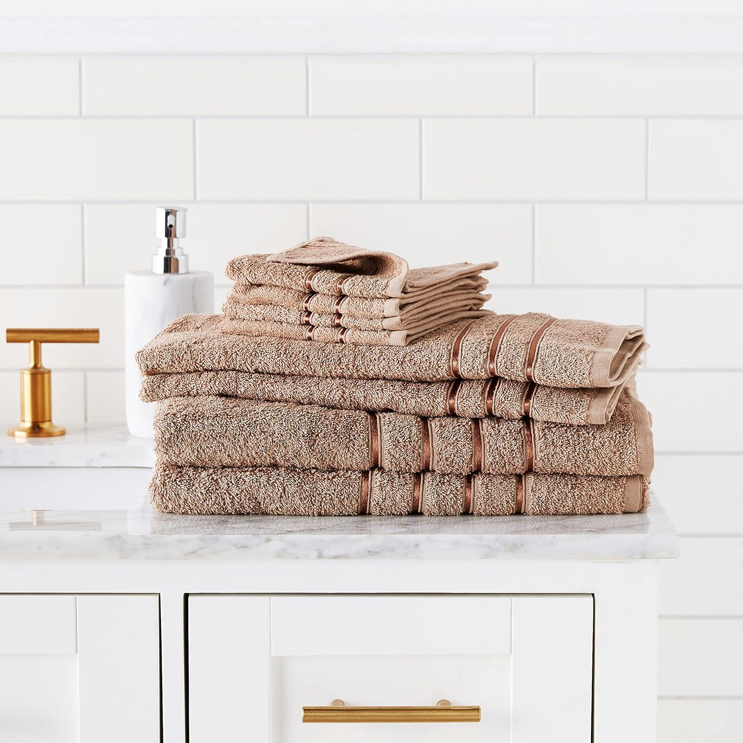 imageLavish Home 8 Piece 100 Cotton Plush Bath Towel Set Taupe 275x5725x025