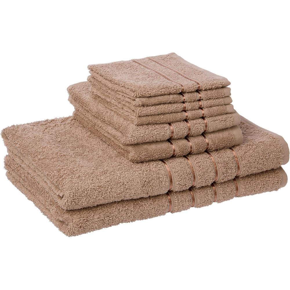 imageLavish Home 8 Piece 100 Cotton Plush Bath Towel Set Taupe 275x5725x025