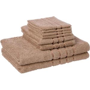 Lavish Home 8 Piece 100% Cotton Plush Bath Towel Set – Taupe 27.5″x57.25″x0.25″
