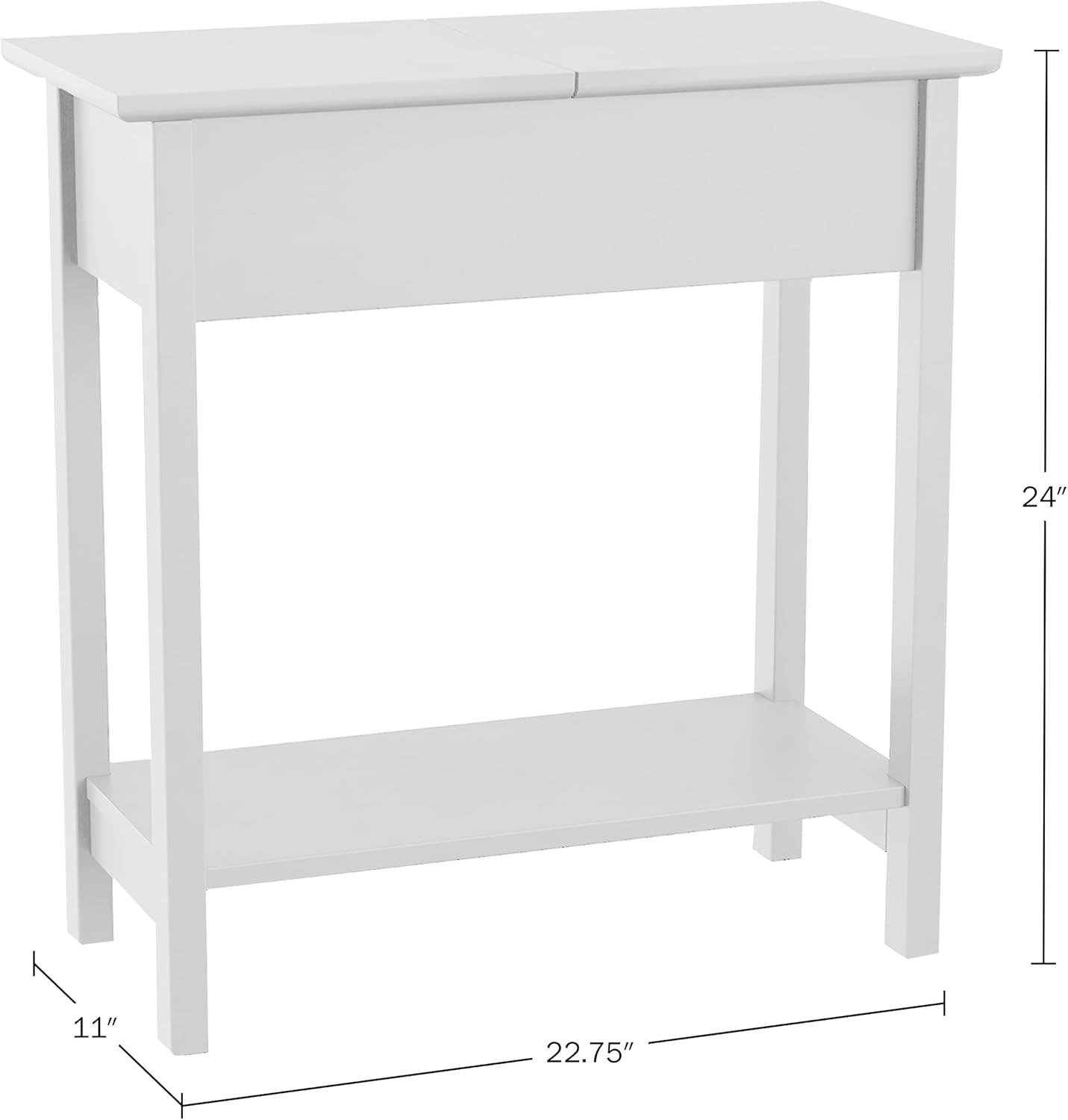 imageFlip Top End Table Narrow Side Table with Hidden Hinged Storage Cabinet and Lower Shelf for Living Room Bedroom or Entryway by Lavish Home GrayWhite