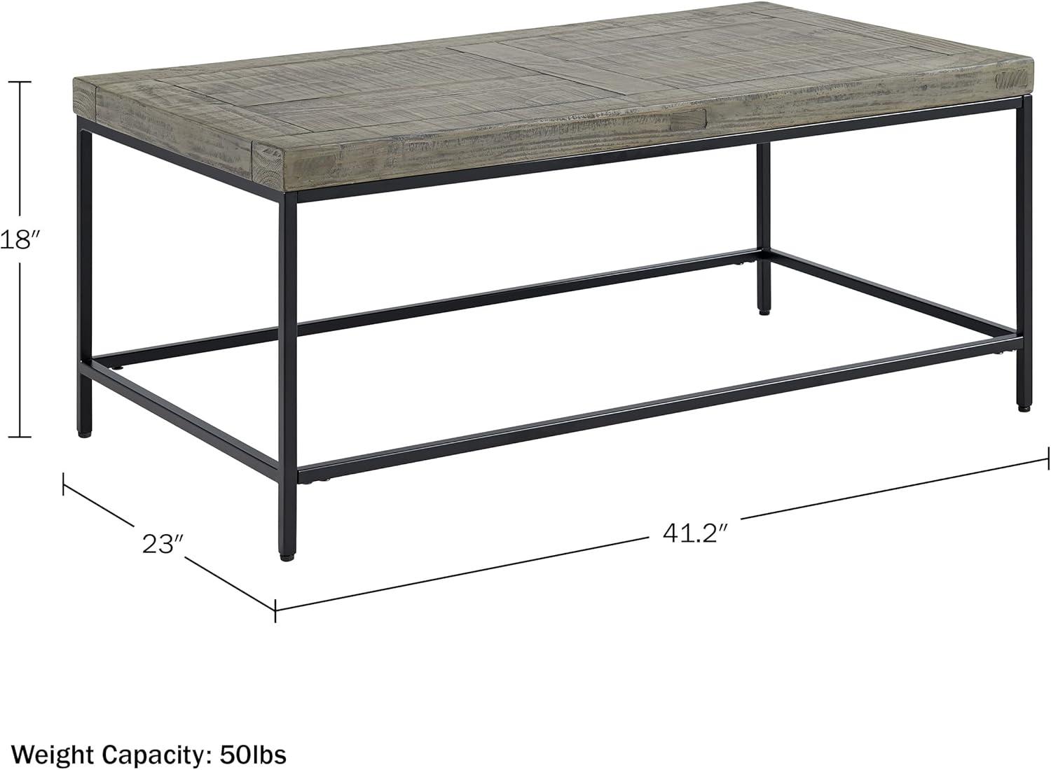imageLavish Home Coffee Table Industrial Modern Table with Wood Top and Metal Base Furniture for Living Room Apartment or Dorm Room Gray