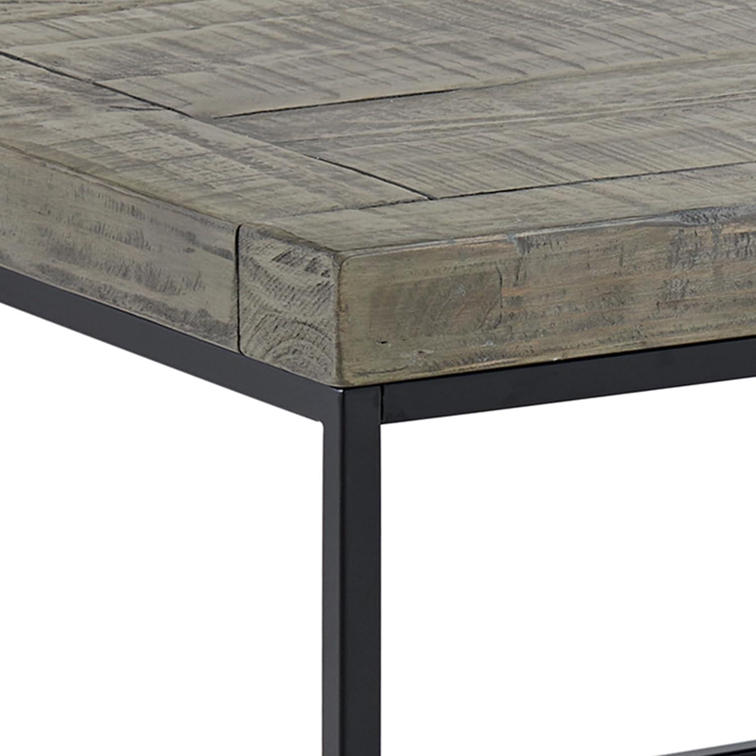 imageLavish Home Coffee Table Industrial Modern Table with Wood Top and Metal Base Furniture for Living Room Apartment or Dorm Room Gray