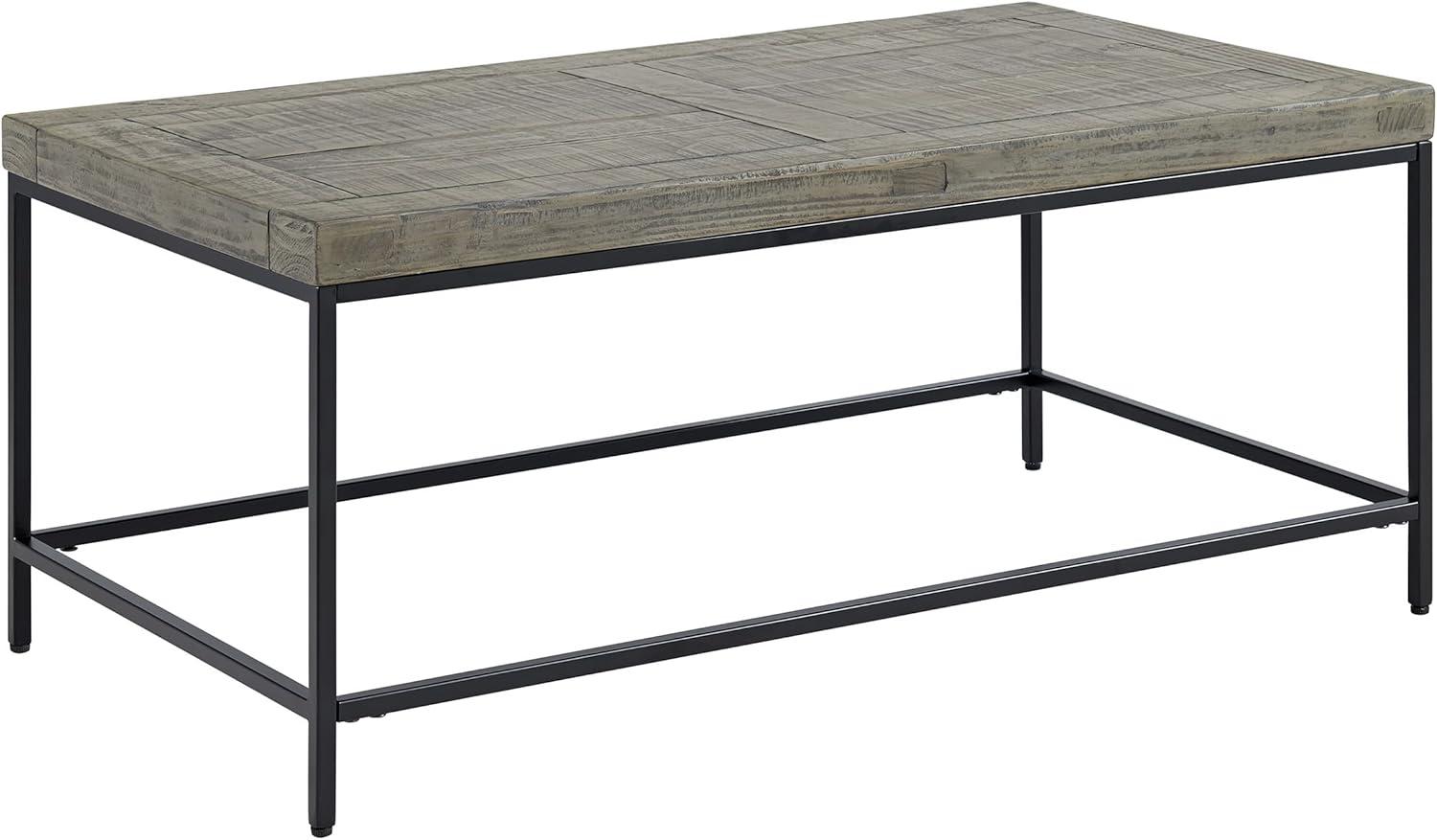 imageLavish Home Coffee Table Industrial Modern Table with Wood Top and Metal Base Furniture for Living Room Apartment or Dorm Room Gray