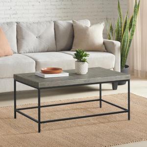 Lavish Home Coffee Table – Industrial Modern Table with Wood Top and Metal Base – Furniture for Living Room, Apartment, or Dorm Room (Gray)
