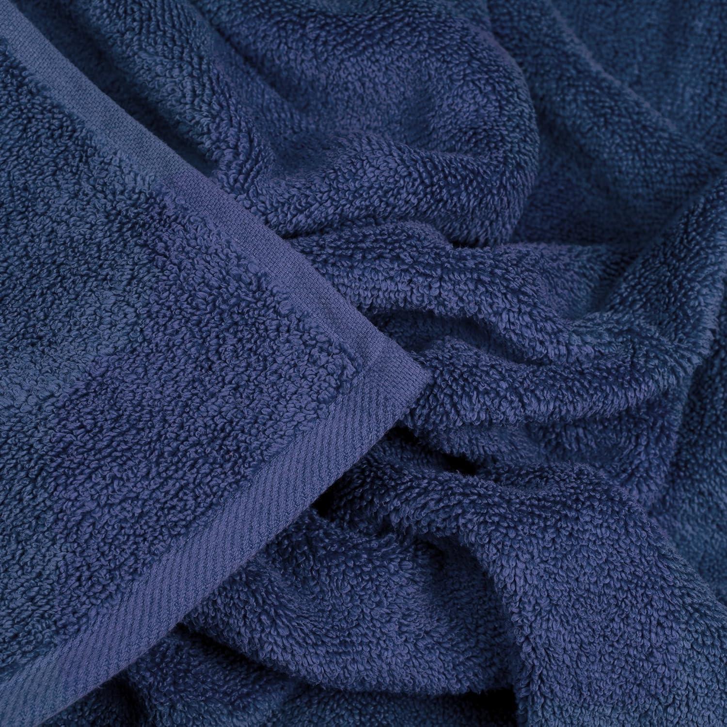 image100 Percent Cotton Towel Set Zero Twist Soft and Absorbent 6 Piece Set With 2 Bath Towels 2 Hand Cloths and 2 Washcloths Navy By Lavish Home 29x55x025
