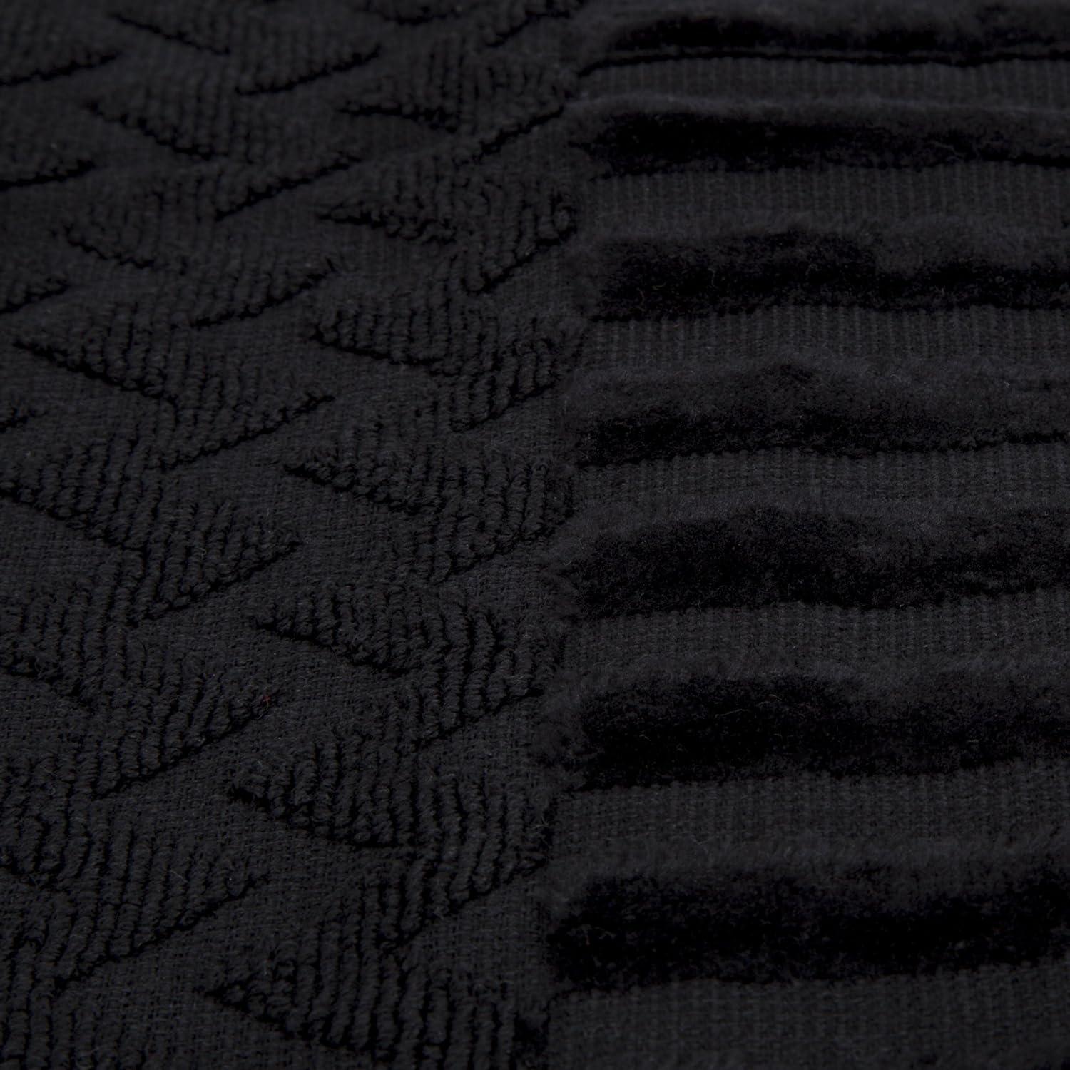 image6Piece Cotton Deluxe Plush Bath Towel Set Chevron Patterned Plush Sculpted Spa Luxury Decorative Body Hand and Face Towels by Lavish Home Black