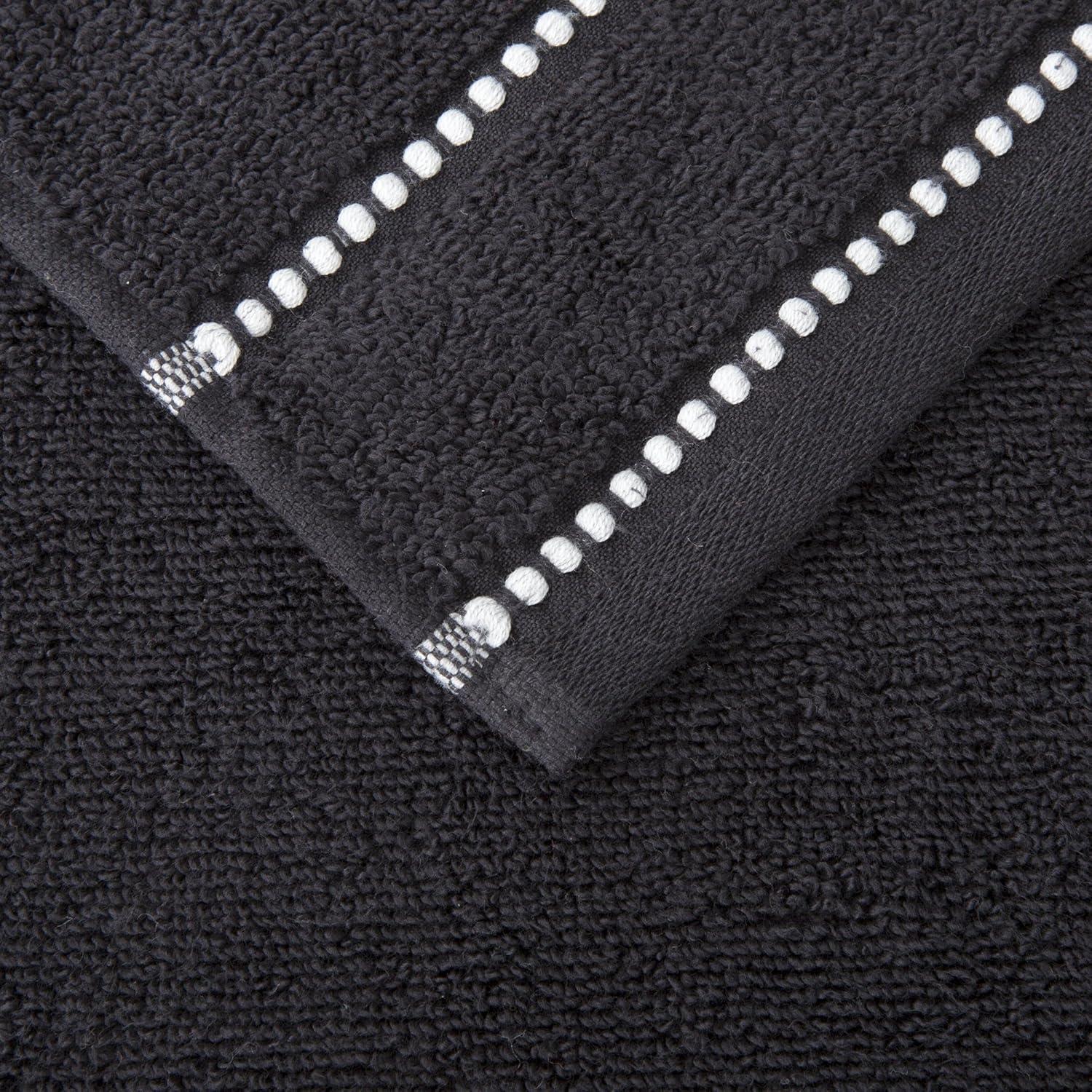 imageLavish Home 6 Piece Bathroom Towels Set 525GSM 100 Cotton Bathroom Essentials 2 Bath Sheets 2 Hand Towels and 2 Wash Cloths for Bath Shower Gym Spa and Dorm Room Black